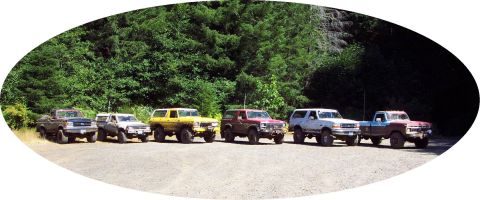 1996 Ford Bronco - Group after conquering Fire Fox mud hole (aka, the slush pond).(8/11/2002)