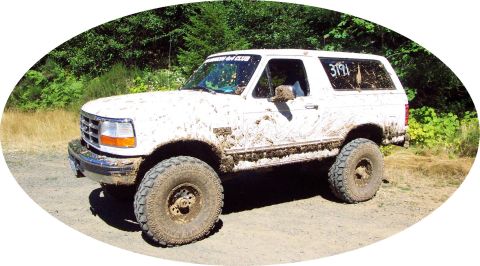 1996 Ford Bronco - After conquering Fire Fox mud hole (aka, the slush pond).(8/11/2002)