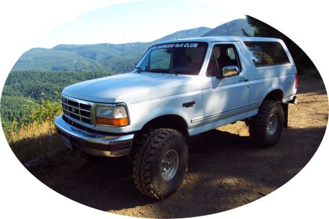1996 Ford Bronco - Pacific Northwest Bronco. Feeling Right at Home on Top of Back to Back in Tillamook State Forest, OR (High View)(8/18/2002)