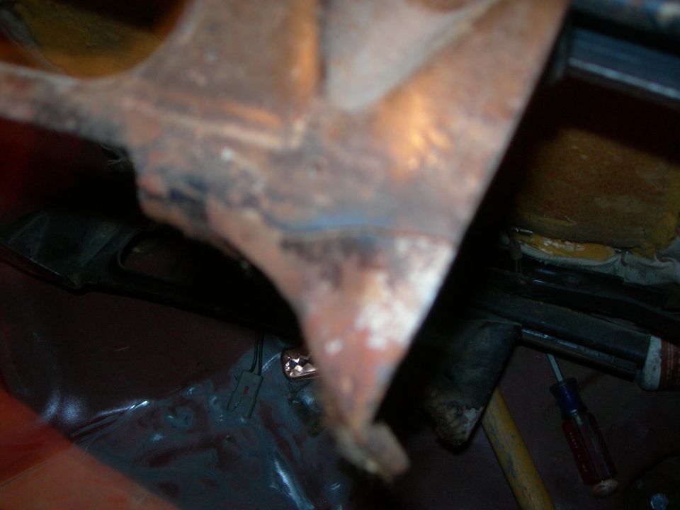 Right side front seat mount was welded in the past.  This is the left one and it too is broken.