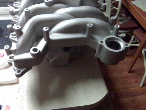 2001 Ford Crown Victoria - Close-up of an aluminum intake manifold, likely a performance part.
