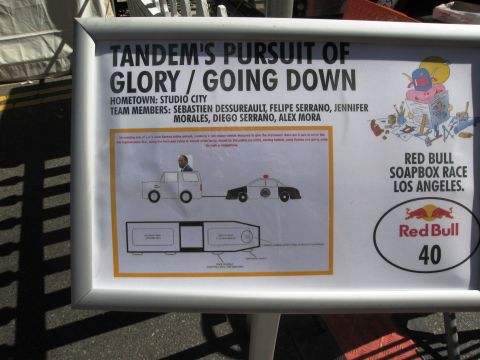1986 Ford Bronco - Photo of a Red Bull Soapbox Race team placard with a concept sketch, not a vehicle technical document.