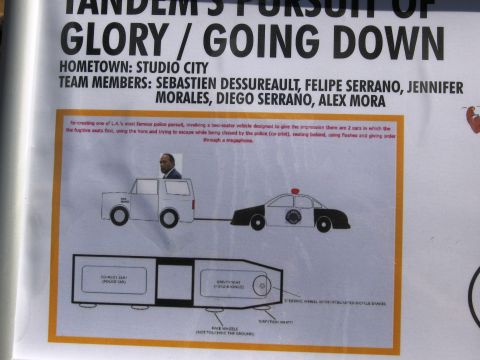 1986 Ford Bronco - Close-up photo of a Red Bull Soapbox Race team placard, not a vehicle technical document.
