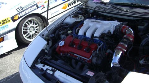 1990 Ford Probe - Engine Compartment - Red Crinkle Powder coated Valve covers like the ones found on a Ferrari.