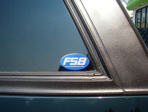 1993 Ford Bronco - Full Size Bronco Sticker in back window, freshly painted cap close up as well