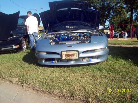 1995 Ford Probe - front shot of car with the new fortier hood up