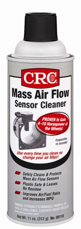 2007 Ford Mustang - A can of CRC Mass Air Flow Sensor Cleaner is shown, detailing its benefits for vehicle maintenance.