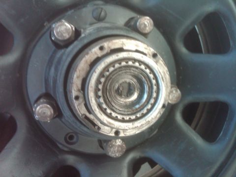 1982 Ford Bronco - This photo shows a close-up of a vehicle's hub assembly, not the entire vehicle.