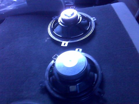 2008 Jeep Wrangler - Two car speakers are shown, likely for a speaker installation project.