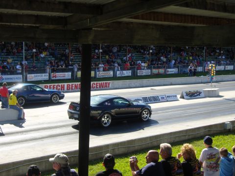 2007 Ford Mustang - Two Ford Mustangs compete at Beech Bend Raceway during the Ford Nationals.