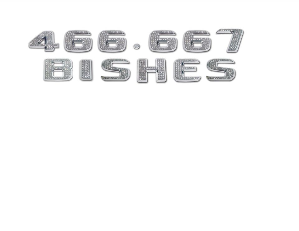 Chrome rhinestone emblem graphic reading 466.667 BISHES on white background