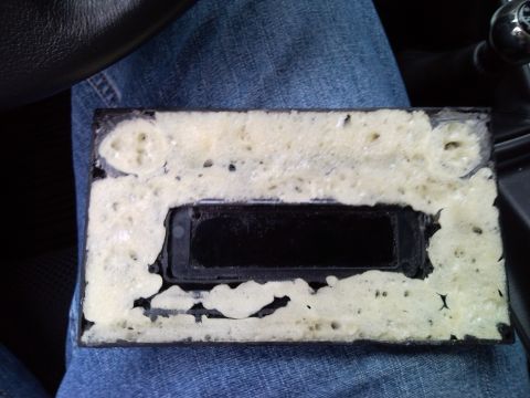 2007 Subaru Impreza - A carputer unit, likely modified with foam insulation, is shown with its screen opening visible.