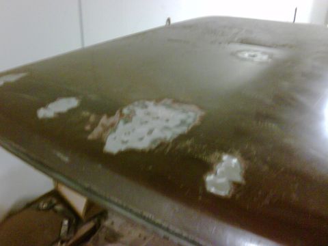 1979 Ford F-250 - Rust damage is visible on the brown truck roof, with areas of primer showing through.