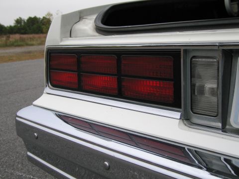 1991 Ford LTD Crown Victoria - Close-up of the rear of a white vehicle, highlighting its taillights and chrome bumper.