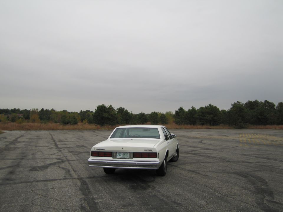 White sedan from rear, license plate 742 8516