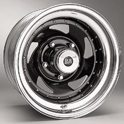 1995 Ford Bronco - US Wheel, Steel, Blackblade 15 x 8. I bent up the aluminum's too easily. These are 5 pounds/wheel heavier, but they are much more resistant…