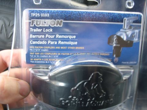1900 Ford C-350 (Centurion Conversions) - A Fulton trailer lock packaged for retail sale, the Gorilla Guard logo.