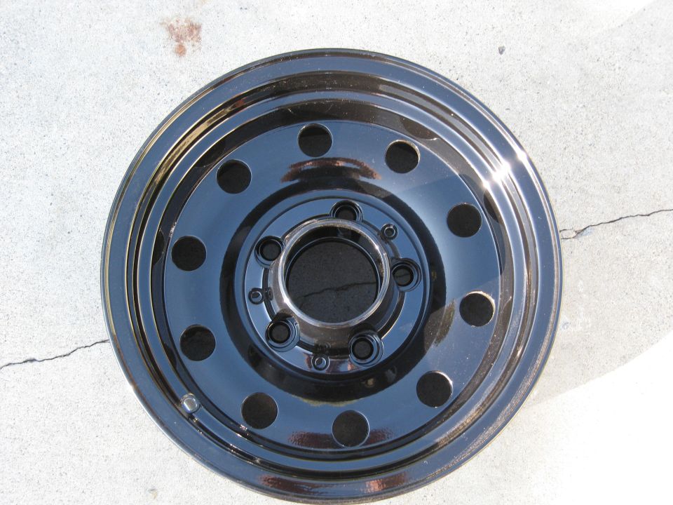 Black steel wheel with 5x5.5 bolt pattern