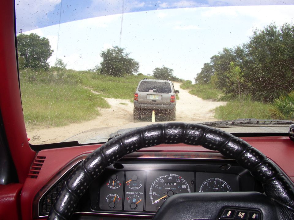 Being pulled by Jays jeep