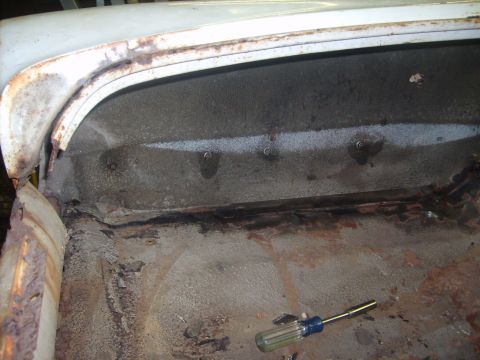1963 Ford Galaxie - remove the 4 nuts from in the trunk first.