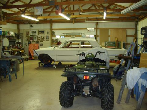 1963 Ford Galaxie - Here's the spot I work on my projects. I like to be able to move the car around inside so I put the car up on some moble wheel-dollies I've…