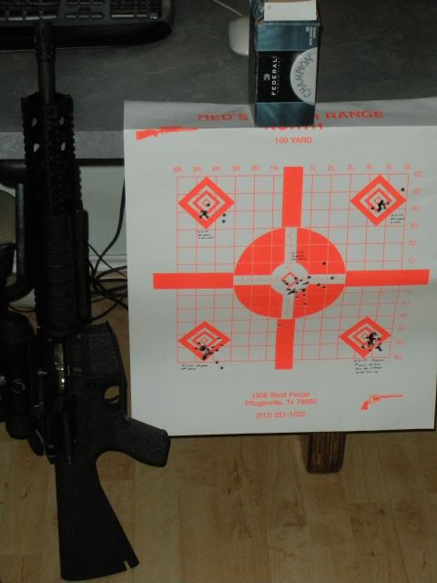 1996 Ford Bronco - Rifle and target display results from a 100-yard shooting range session.