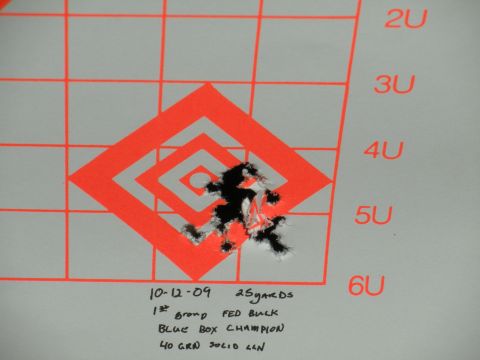 1996 Ford Bronco - A target shows bullet impacts with handwritten notes detailing the shooting session.