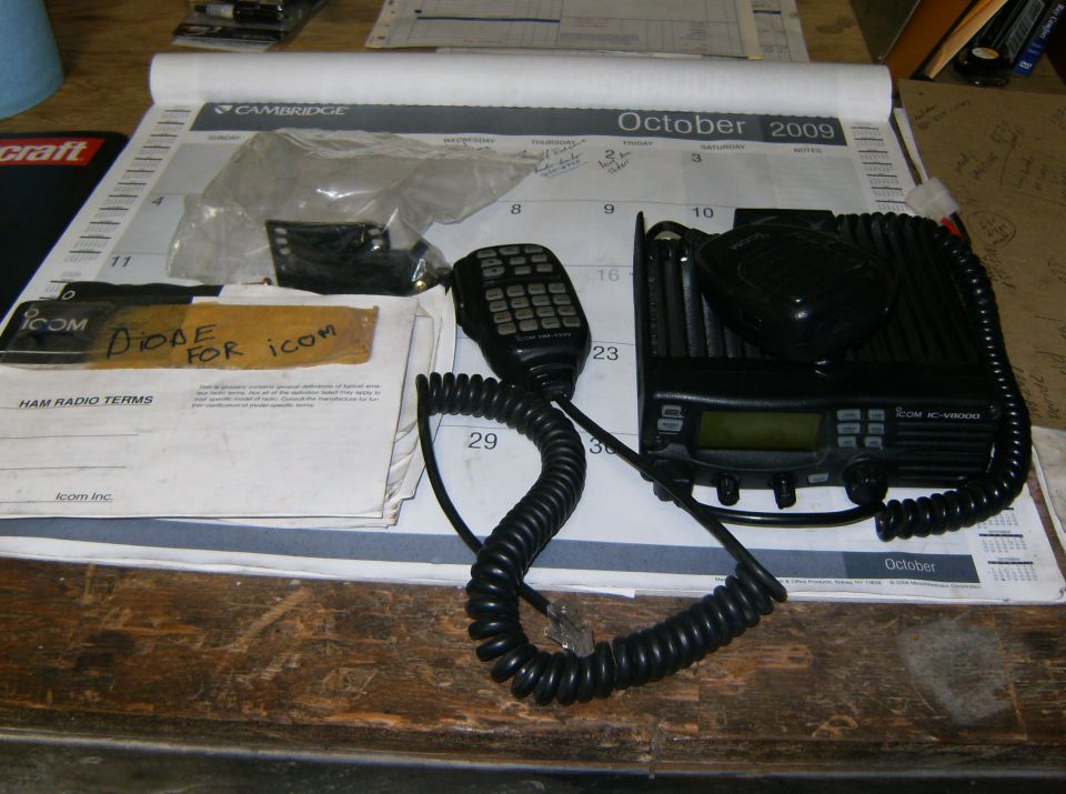 Icom IC-V8000 radio and microphone on October 2009 calendar