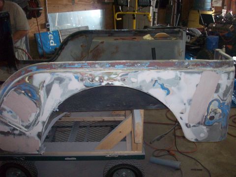 1978 Jeep CJ5 - Body panel repair in progress on a Jeep CJ5.