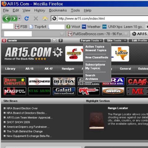 1994 Ford Bronco - A screenshot shows the AR15.com website interface with various navigation options and advertisements.