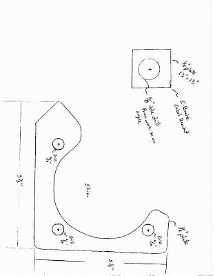 1995 Ford C-350 (Centurion Conversions) - This diagram details the dimensions and hole placements for a custom brake caliper bracket, including a separate diagram for an E-brake cab…