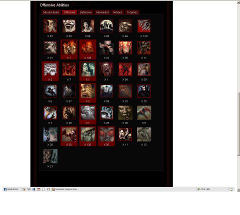 2000 Ford Crown Victoria - Screenshot of a video game's offensive abilities menu, showing numerous icons and counts.