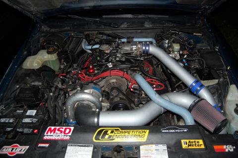 1985 Mercury Grand Marquis - Customized engine bay a turbocharger and prominent aftermarket parts.