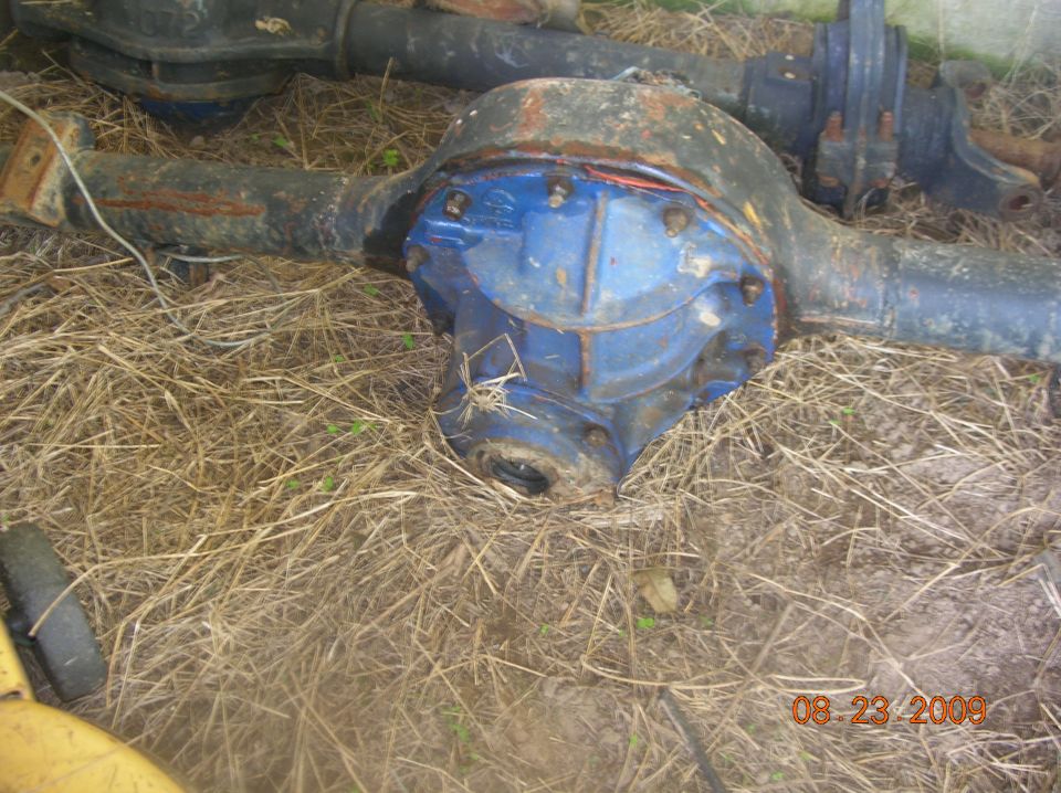 Rear axle assembly with blue differential housing