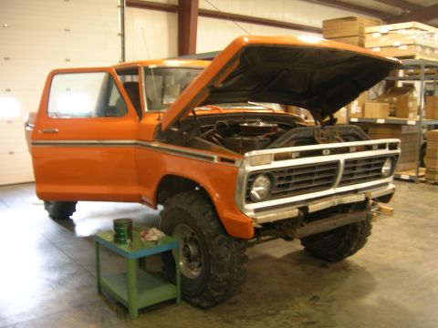 1975 Ford F-250 - This orange Ford F-250 truck appears to be from the early to mid-1970s, not 1975.
