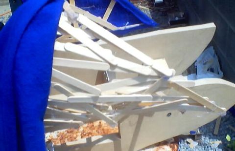 1999 Ford Taurus - A wooden model is being constructed using popsicle sticks and glue.