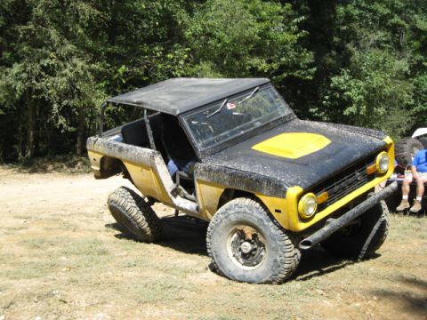 1973 Ford Bronco - This modified 1973 Ford Bronco is equipped for off-road adventures with its lifted suspension and tires.