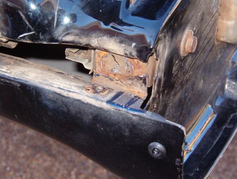 1983 Ford Bronco - The break is now aligned so I can continue with the main repair. I removed as much of the old tab from the side reinforcement as I could wi…