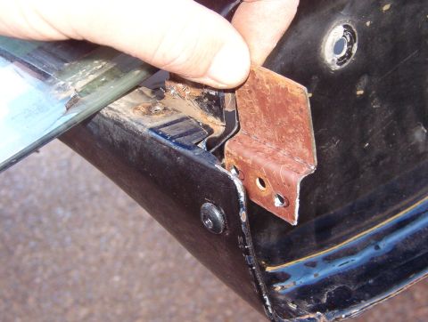 1983 Ford Bronco - I quickly fabricated this brace from some scrap steel. I predrilled the holes to be riveted inside, but not those that will be riveted from…