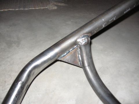 1995 Ford Bronco - This is a close-up of welded metal tubing, likely a custom fabricated part for a vehicle.