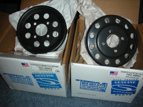 1998 Ford Crown Victoria - New Steeda Parts pulleys for a Mustang GT 4.6L are shown in their original packaging.