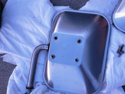 1986 Ford Bronco - A chrome side mirror, likely for a truck or SUV, is shown with its mounting hardware. The registry claims it is from a 1986 Ford Bronco, bu…