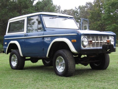 1967 Ford Mustang - This 1974 Ford Bronco features a blue body with a white hardtop and trim.
