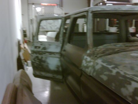 1979 Ford F-250 - This 1979 Ford F-250 crew cab is undergoing restoration, with its doors open to reveal the interior.