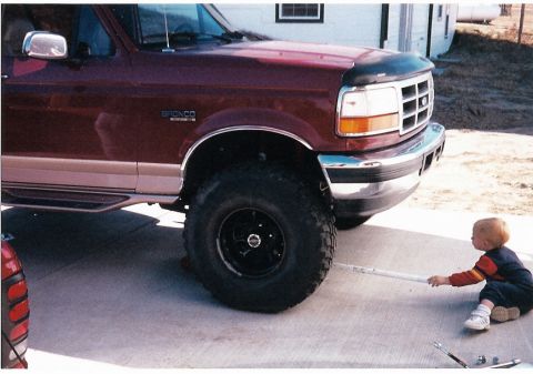 1996 Ford Bronco - My son helping out...
