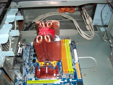 1979 Ford F-150 - Internal view of a computer build showing the motherboard, CPU cooler, and RAM modules.