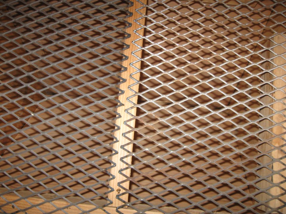 expanded metal mesh over wood