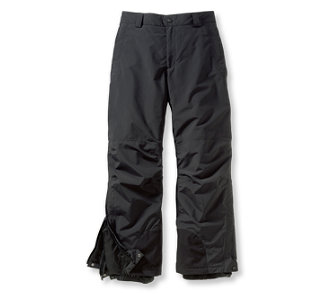 1990 Ford Bronco - Black ski pants shown laid flat, with zippers at the ankle.
