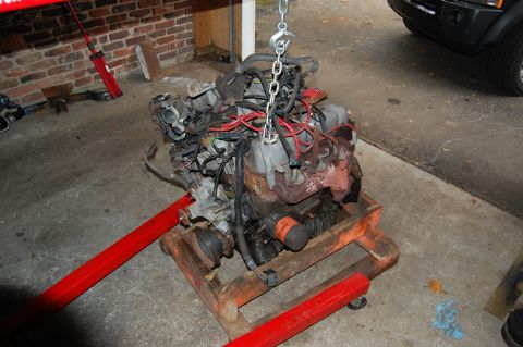 1994 Ford Bronco - Engine assembly on a stand, ready for installation or repair.