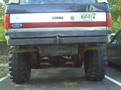 1990 Ford Bronco - This 1990 Ford Bronco displays a "Bronco" badge and a New Jersey license plate.